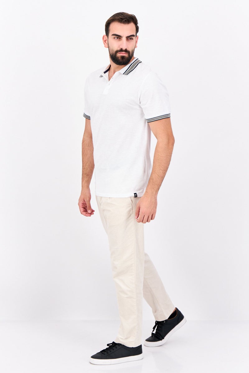 Company Eighty One Men Regular Fit Short Sleeves Brand Logo Polo Shirt, White - Image 4